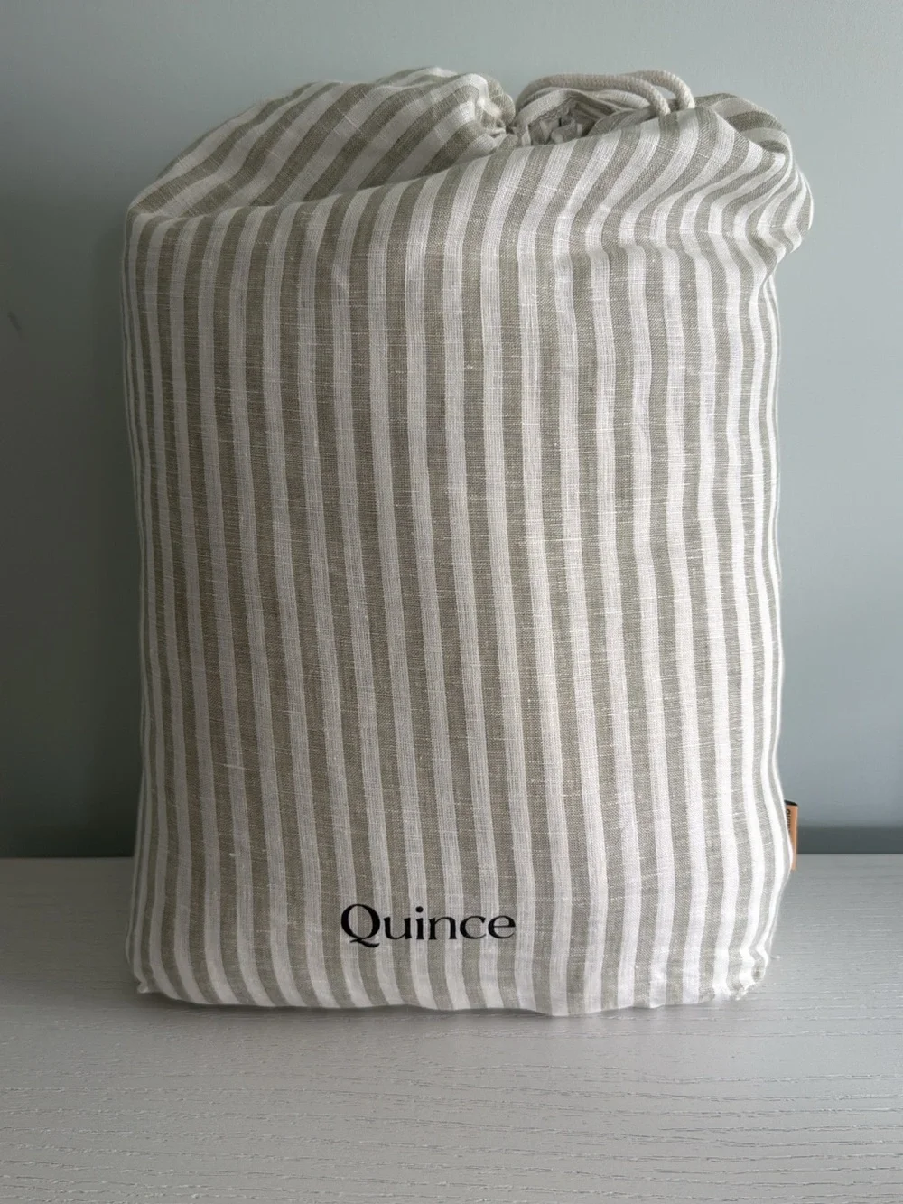 Quince King/Cal King European Linen Stripe Duvet Cover Set